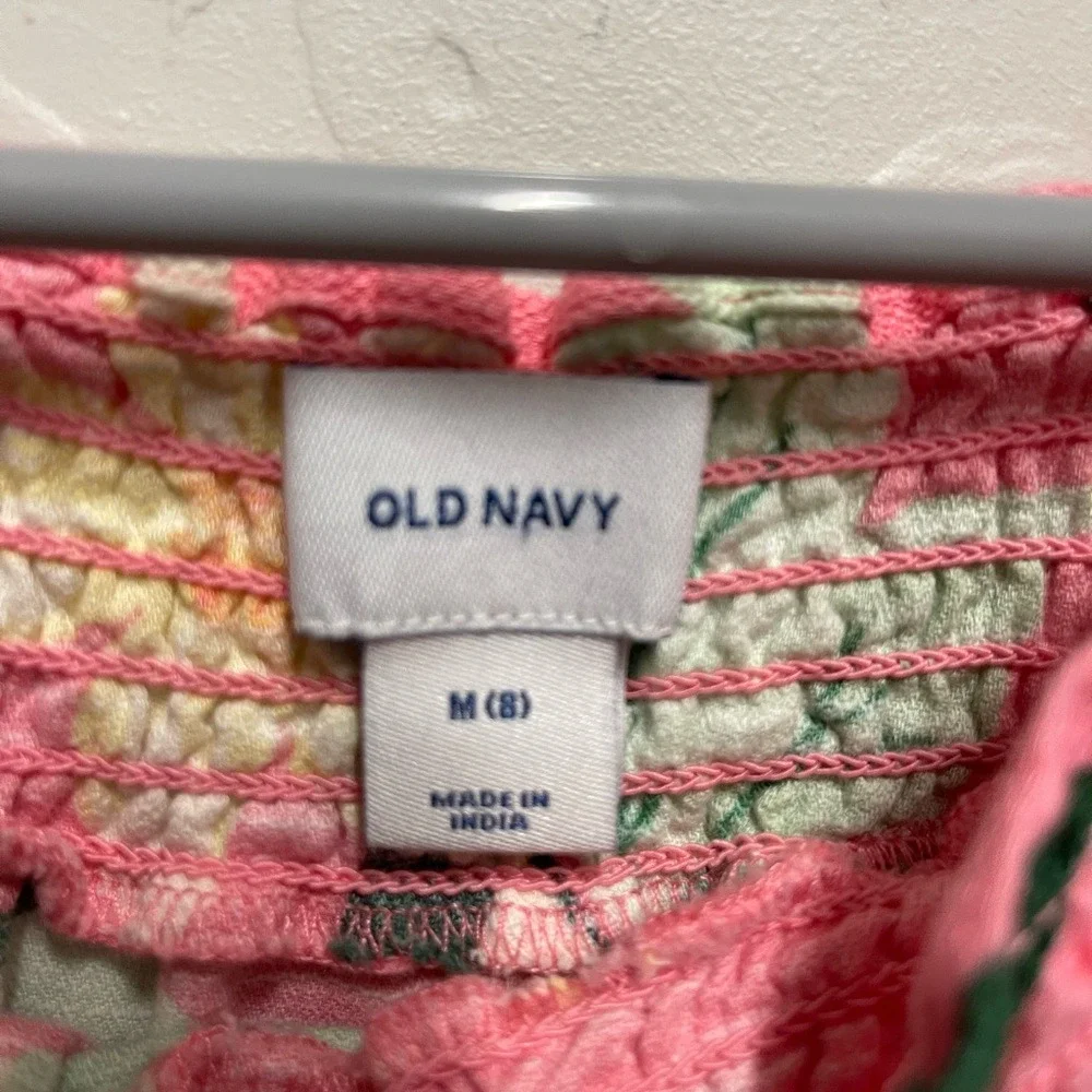 Old Navy‎ Girls Pink Floral Smocked Off Shoulder Dress Size 8